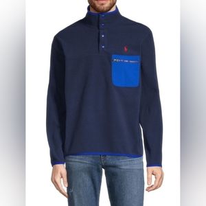 MEN'S POLO RALPH LAUREN QUARTER-SNAP FRONT SWEATSHIRT NAVY  VARIOUS SIZES